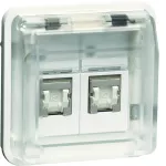 W.1 Moduł gniazdo komp. 2-kr UAE 8/8-bieg. z pokrywą, kat. 6/klasa E IP55, biały