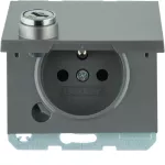 K.5 Gniazdo z uziemieniem z pokrywą i zamkiem, atal szlachetna lakierowana