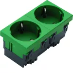 tehalit.GB-EG Gniazdo SCHUKO 33° 2-krotne 45x45mm bezhalogenowe zielone