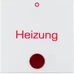 Berker B.Kwadrat Klawisz z soczewką i nadrukiem "Heizung" i "0", biały połysk