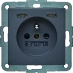 B.x Gniazdo z uziemieniem z ładowarką USB C+C 20W PD, antracyt mat