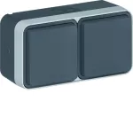 W.1 Gniazdo z uziemieniem 2P+Z 2-kr poziome, 4 wejścia, kompletne, IP55, szary