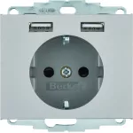 K.5 Gniazdo SCHUKO z gniazdem ładowania USB 2,4 A; samozaciski; stal szlachetna