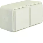 W.1 Gniazdo SCHUKO 2P+Z 2-kr poziome 4 wejścia, kompletne, IP55, biały