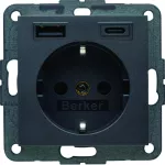 B.x Gniazdo SCHUKO z ładowarką USB A+C 20W PD, antracyt mat
