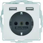 Q.x Gniazdo SCHUKO z gniazdem ładowania USB 2,4 A; samozaciski; alu aksamit