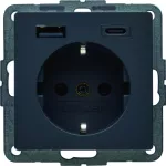 Q.x Gniazdo SCHUKO z ładowarką USB A+C 20W PD, antracyt aksamit