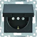 lumina Gniazdo SCHUKO, z pokrywą i przesłoną styków, samozaciski, czarny