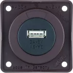 Integro Gniazdo USB ładowania pojedyncze, 12V, 3A; brązowy mat, mechanizm czarny