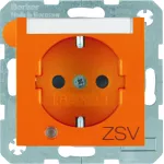 B.Kwadrat Gniazdo SCHUKO z uz., d. kontr. LED i p.opis., nadruk "ZSV", pomarańcz