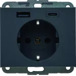 K.1 Gniazdo SCHUKO z ładowarką USB A+C 20W PD, antracyt mat