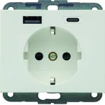 K.1 Gniazdo SCHUKO z ładowarką USB A+C 20W PD, biały połysk