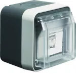 W.1 Gniazdo UAE 8 RJ45 kat.6 z pokrywą, kompletne, IP55, szary