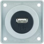 Integro Gniazdo USB ładowania pojedyncze 12V, 3A; szary połysk, mechanizm czarny