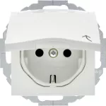 S.1/B.3/B.7 Gniazdo SCHUKO z pokrywą i p.opis., z przesł. st. biały
