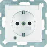 B.X Gniazdo SCHUKO z uz., d. kontr. LED i p.opis. biały