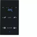 KNX TS Sensor dotykowy 2-kr z reg. temp., konfigurowalny, szkło, czarny