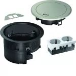 tehalit.VE-EE Zestaw pokrywa+puszka R02 2xM45 schuko pł Keyst Typ1 o.cynk srebro