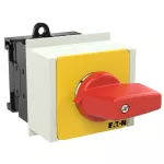 T0-2-8900/IVS-RT Przełącznik Zał.-Wył., 3 bieg. + N, 20 A, 90 °, montaż na szynę TH, pokrętło czerwono-żółte bez możliwości blokady