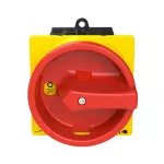 T0-2-8900/V/SVB Rozłącznik główny, 3 bieg. + N, 20 A, 90 °, montaż rozłączny, pokrętło czerwono-żółte z blokadą na kłódkę