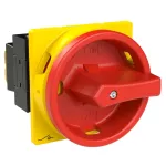 T0-1-102/EA/SVB Rozłącznik główny, 2 bieg., 20 A, funkcja awaryjnego zatrzymania, 90 °, blok. na kłódkę w pozycji Wył., montaż natablicowy, pokrętło czerwono-żółte z blokadą na kłódkę