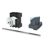 P1-25/M4/K1-PG Rozłącznik główny, 3 bieg., 25 A, funkcja awaryjnego zatrzymania , blok. na kłódkę w pozycji Wył., z 400 mm metalową osią, montaż rozłączny, pokrętło K1 szare z blokadą na kłódkę