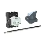 P1-25/M4/K1-PG Rozłącznik główny, 3 bieg., 25 A, funkcja awaryjnego zatrzymania , blok. na kłódkę w pozycji Wył., z 400 mm metalową osią, montaż rozłączny, pokrętło K1 szare z blokadą na kłódkę