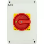 T5B-3-8342/I4/SVB Rozłącznik główny, 6 bieg., 63 A, 90 °, w obudowie IP65, pokrętło czerwono-żółte z blokadą na kłódkę