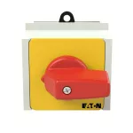 T0-2-1/IVS-RT Przełącznik Zał.-Wył., 3 bieg., 20 A, funkcja awaryjnego zatrzymania, 90 °, montaż na szynę TH, pokrętło czerwono-żółte bez możliwości blokady