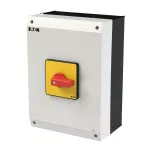 P3-100/I5-RT Przełącznik Zał.-Wył., 3 bieg., 100 A, w obudowie IP65, pokrętło czerwono-żółte bez możliwości blokady