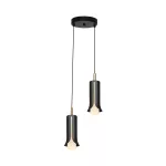 2x5W Lampa Wisząca / Barwa: 3000K / Klosz: Tuba / Czarny + Złoto