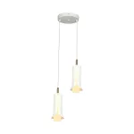2x5W Lampa Wisząca / Barwa: 3000K / Klosz: Tuba / Biały + Złoto