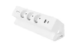 GNIAZDO MEBLOWE BASCO, 3 X GNIAZDO SCHUKO, USB A+C, KABEL 1,5m, BIAŁE Z MOCOWANIEM