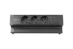 GNIAZDO MEBLOWE BASCO, 3 X GNIAZDO SCHUKO, USB A+C, KABEL 1,5m, CZARNE Z MOCOWANIEM