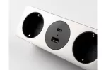 GNIAZDO MEBLOWE SOFITO, 2 X GNIAZDO SCHUKO, USB A+C, KABEL 1,5m, INOX Z MOCOWANIEM