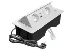 GNIAZDO MEBLOWE MULTISOFT 2X GNIAZDO SCHUKO, USB A+C, RJ45, KABEL ZASILAJĄCY Z WTYCZKĄ,BIAŁY