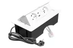 GNIAZDO MEBLOWE MULTISOFT 2X GNIAZDO Z UZIEMIENIEM, USB A+C, RJ45, KABEL ZASILAJĄCY Z WTYCZKĄ, BIAŁY