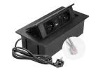 GNIAZDO MEBLOWE MULTISOFT 2X GNIAZDO Z UZIEMIENIEM, USB A+C, RJ45, KABEL ZASILAJĄCY Z WTYCZKĄ, CZARNY