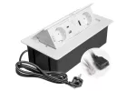 GNIAZDO MEBLOWE MULTISOFT 2X GNIAZDO SCHUKO, USB A+C, RJ45, HDMI, KABEL ZASILAJĄCY Z WTYCZKĄ, BIAŁY