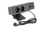 GNIAZDO MEBLOWE BAR, 2x GNIAZDO FRENCH, 1xUSB A, 1xUSB C. 1xRJ45, 1xHDMI, KABEL 1,5m, CZARNE