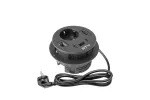 GNIAZDO MEBLOWE WPUSZCZANE RONDO, 1 X GNIAZDO SCHUKO, 1 X USB A + 2 X USB C, 1 X RJ45, 1 X HDMI, KABEL 1,5m, CZARNE