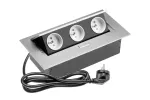 PRZEDŁUŻACZ BIURKOWY 3X GNIAZDO Z UZIEMIENIEM, KABEL ZASILAJACY Z WTYCZKĄ, ALUMINIUM
