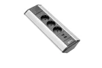 PRZEDŁUŻACZ BIURKOWY KĄTOWY 3X SCHUKO, 2XUSB 2.1A 5V (SREBRNY)