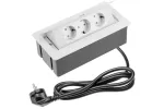 GNIAZDO MEBLOWE SOFT 3x GNIAZDO SCHUKO, KABEL ZASILAJĄCY Z WTYCZKĄ, BIAŁY