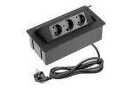 GNIAZDO MEBLOWE SOFT 3x GNIAZDO SCHUKO, KABEL ZASILAJĄCY Z WTYCZKĄ, CZARNY