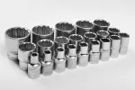 Zestaw kluczy nasadowych wielkoątnych 1/2", 21 szt.
