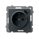 SONATA Gniazdo pojedyncze z uziemieniem schuko z przesłonami torów prądowych, z ładowarką USB - kolor szary grafit