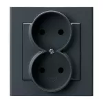 SONATA Gniazdo podwójne kompletne z ramką - kolor szary grafit