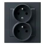 SONATA Gniazdo podwójne z uziemieniem z funkcją niezamienności faz, kompletne z ramką - kolor szary grafit