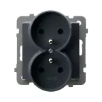 SONATA Gniazdo podwójne z uziemieniem moduł bez ramki (do ramek 4mm) - kolor szary grafit